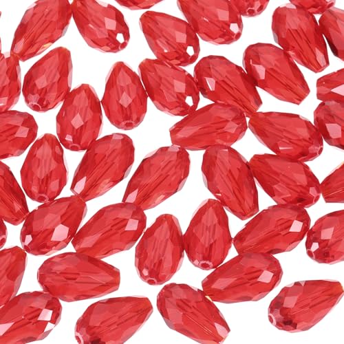 PATIKIL 10mm Facettierte Glasperlen, 100 Stück Rote Bicone-Geburtsfelsenperle Vertikales Loch für DIY-Bastelarmband Halskette Schmuckherstellung von PATIKIL