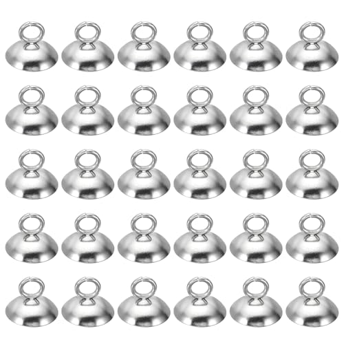 PATIKIL 10mm Perlkappen, 100 Stück Perlkappen Anhänger Perlen Endkappen Charme Schmuckkappen mit Schlaufe aus Edelstahl für Schmuckherstellung DIY Halskette Ohrringe Armband Perle, Silber PATIKIL 10mm Perlkappen, 100 Stück Perlkappen Anhänger Perlen Endkappen Charme Schmuckkappen mit Schlaufe aus Edelstahl für Schmuckherstellung DIY Halskette Ohrringe Armband Perle, Silber von PATIKIL