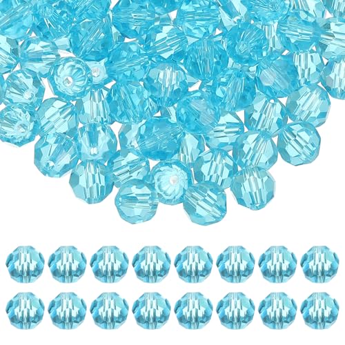 PATIKIL 10mm Runde Kristallperlen, 100 Stück Glas facettierte Kugelperlen lose Abstand für Schmuckherstellung Armband Halskette Ohrringe, Himmelblau von PATIKIL