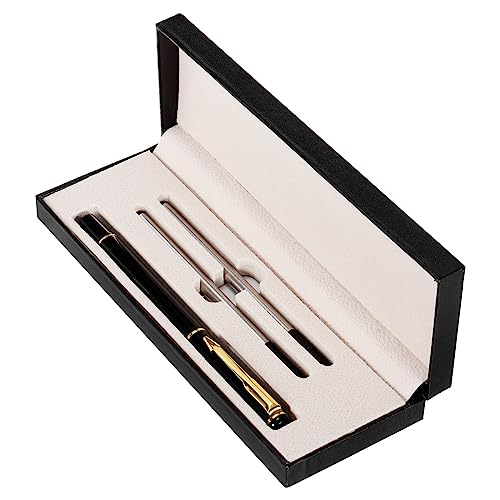 PATIKIL 10mm Schwarz Tinte Kugelschreiber Business Metall Stift 0.5mm mit Schwarz Geschenk Box Professioneller Luxus für Notizen Schwarz von PATIKIL