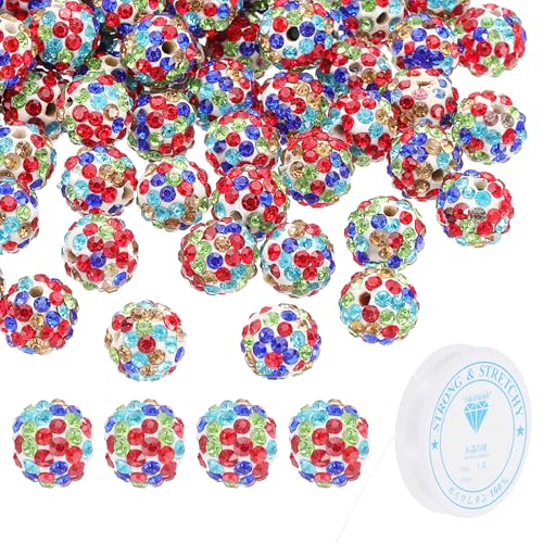 PATIKIL 10mm Strass Clay Perlen für Schmuckherstellung, 120er Pack Runde Ball Polymer Clay Kristall Charm Perlen mit Elastischem Band für Basteldekoration Halskette Armbänder, Multicolor PATIKIL 10mm Strass Clay Perlen für Schmuckherstellung, 120er Pack Runde Ball Polymer Clay Kristall Charm Perlen mit Elastischem Band für Basteldekoration Halskette Armbänder, Multicolor von PATIKIL