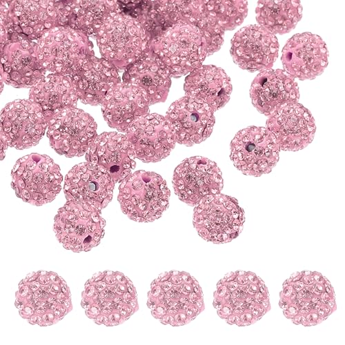 PATIKIL 10mm Strass Tonperlen für die Schmuckherstellung, 120er Pack runde Kugel Polymer Clay Kristall Charm Perlen für Basteldekoration Halskette Armbänder, Pink PATIKIL 10mm Strass Tonperlen für die Schmuckherstellung, 120er Pack runde Kugel Polymer Clay Kristall Charm Perlen für Basteldekoration Halskette Armbänder, Pink von PATIKIL