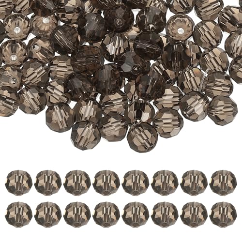 PATIKIL 10mm runde Kristallperlen, 100 Stück Glas facettierte Kugelperlen lose Abstandperle für die Schmuckherstellung Armband Halskette Ohrringe, Grau von PATIKIL