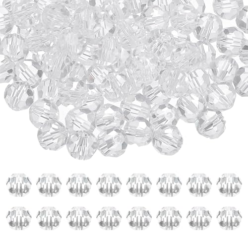 PATIKIL 10mm runde Kristallperlen, 100 Stück Glas facettierte Kugelperlen lose Abstandperle für die Schmuckherstellung Armband Halskette Ohrringe, Klar von PATIKIL