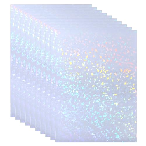 PATIKIL 11,7x8,3" Holographisches Aufkleberpapier, 10 Blatt A4 Polypropylen Selbstklebende Transparente Wasserdichte Laminierfolie für Fotokarten Scrapbook-Dekorationen, Gebrochenes Glas von PATIKIL