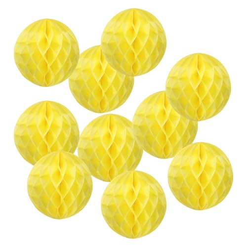 PATIKIL 12" Seidenpapier-Pompons Blumenbälle, 10er-Pack Party hängende Papierblumenbälle Dekoration für Geburtstag Hochzeit Zuhause Hintergrunddekoration, Gelb von PATIKIL