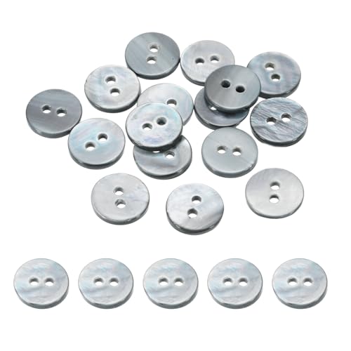 PATIKIL 12 Stück 11.5mm Perlmutt Knöpfe 2 Löcher MOP Natürliche Perlmutt Muschelknöpfe Zum Nähen Von Kleidung Mänteln Anzügen Hemden DIY Basteldekoration Grau von PATIKIL