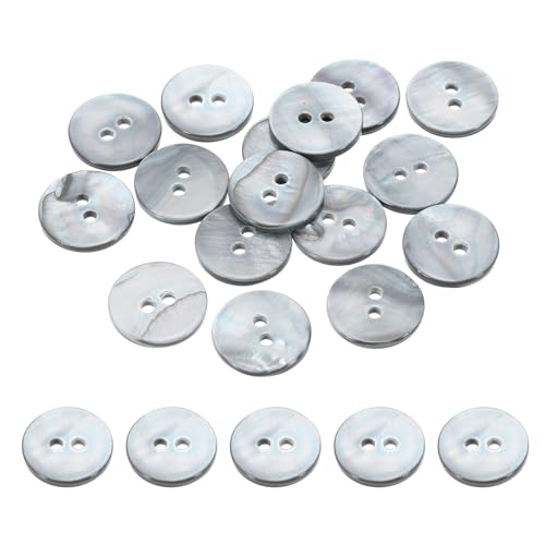 PATIKIL 12 Stück 15mm Perlmuttknöpfe, 2 Löcher MOP Natürliche Perlmuttknöpfe für Nähen Kleidung Mantel Anzug Hemd DIY Basteldekoration, Grau von PATIKIL