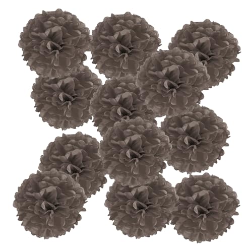PATIKIL 12 Stück Seidenpapier Pompons Deko, Kaffee Pompons Dekoration für Geburtstagsdeko Party deko Hochzeitsdeko Gartenparty Babyparty, 250 x 250 mm von PATIKIL