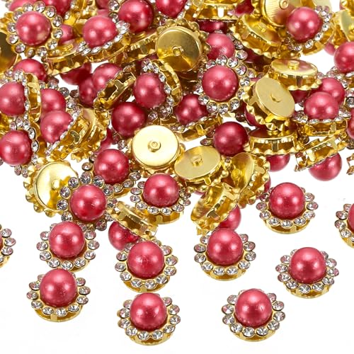 PATIKIL 12 mm Blumenkralle zum Aufnähen von Perlen und Strasssteinen, 100 Stück Kristalle Gold Glänzende Flachrücken-Basisperlen und Strasssteine für DIY-Handwerk Schuhe Ohrring Rot PATIKIL 12 mm Blumenkralle zum Aufnähen von Perlen und Strasssteinen, 100 Stück Kristalle Gold Glänzende Flachrücken-Basisperlen und Strasssteine für DIY-Handwerk Schuhe Ohrring Rot von PATIKIL