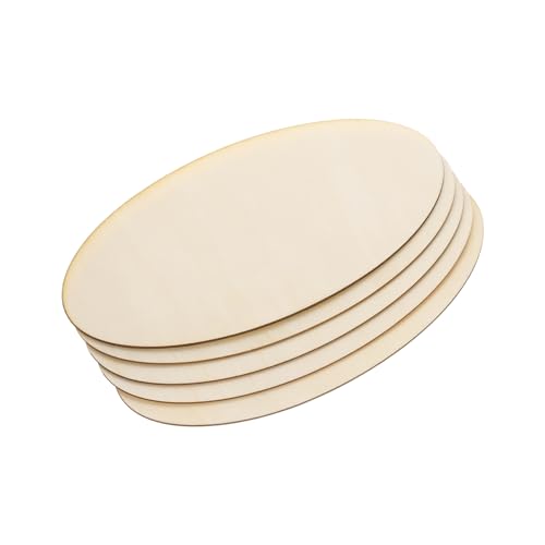 PATIKIL 120x60mm Holzstücke, 5er Packung Unvollendete ovale Holzformen, leere Holzausschnitte, natürliche Verzierungen für Weihnachtsbastelprojekte von PATIKIL