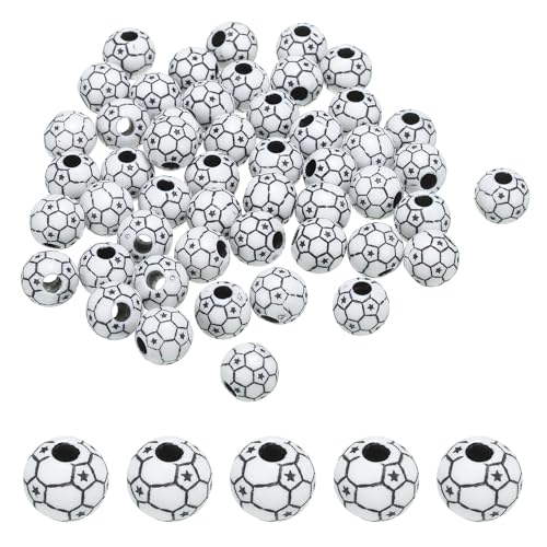 PATIKIL 12mm Sportball Perlen 60 Pack Opake Acryl Sport Perlen Fußball Perlen Abstandshalter Lose Perlen Handwerk für Heimwerker Halskette Armband Schlüsselband Ohrring Weiß Stern PATIKIL 12mm Sportball Perlen 60 Pack Opake Acryl Sport Perlen Fußball Perlen Abstandshalter Lose Perlen Handwerk für Heimwerker Halskette Armband Schlüsselband Ohrring Weiß Stern von PATIKIL