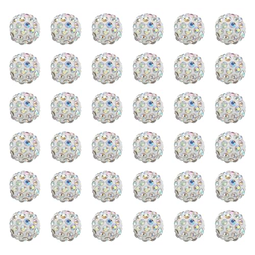 PATIKIL 12mm Strass Lehm Perlen für Schmuck Herstellung 60 Pack Rund Kugel Polymer Lehm Kristall Charm Perlen für Handwerk Dekor Halskette Kette Armbänder Basteln Mehrfarbig von PATIKIL