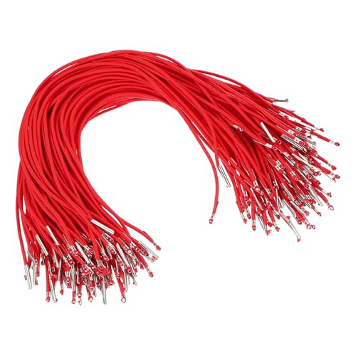 PATIKIL 13 Zoll Elastisches Stacheldraht, 100 Stück 2mm Schleifen Stretch Rundseil mit Metall-Stachelverschlüssen für Hüte Masken Menüs Basteln Buch, Rot (32,5 cm) von PATIKIL