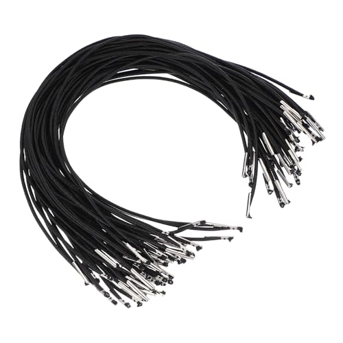 PATIKIL 13 Zoll Elastisches Stacheldraht, 50 Stück 2mm Schlaufe Stretch Rundseil mit Metall-Stachelverschlüssen für Hüte Masken Menüs Basteln Buch, Schwarz (32,5 cm) von PATIKIL