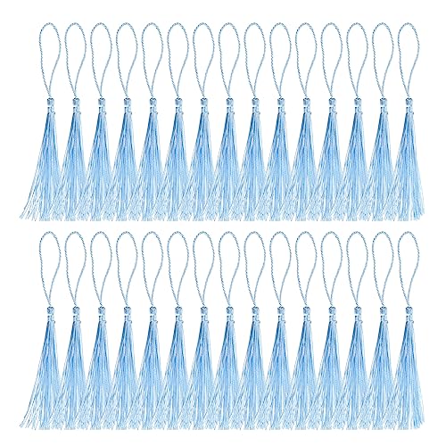 PATIKIL 13cm/5" Lesezeichen Quasten 100 Pack Weich Seidenmatte Kordel Schleifen Mini Handgemacht Quasten für Handwerk Basteln Schlüsselkette Schmuck Herstellung Himmel Blau PATIKIL 13cm/5" Lesezeichen Quasten 100 Pack Weich Seidenmatte Kordel Schleifen Mini Handgemacht Quasten für Handwerk Basteln Schlüsselkette Schmuck Herstellung Himmel Blau von PATIKIL
