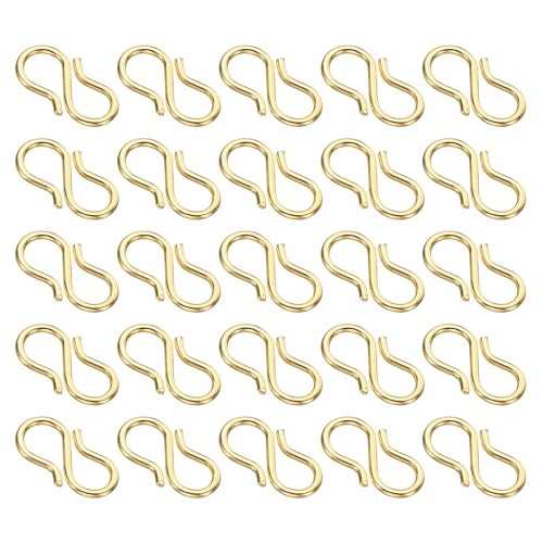 PATIKIL 13x4mm S-Haken-Verschluss, 50 Stück 304 Edelstahl S-förmiger Schmuckverschluss für die Herstellung von Halsketten, Armbändern, Bastelzubehör, Gold PATIKIL 13x4mm S-Haken-Verschluss, 50 Stück 304 Edelstahl S-förmiger Schmuckverschluss für die Herstellung von Halsketten, Armbändern, Bastelzubehör, Gold von PATIKIL