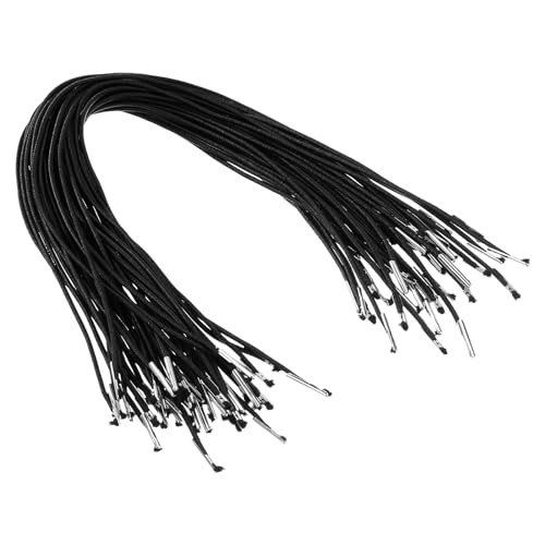 PATIKIL 14 Zoll Elastisches Stacheldrahtseil, 200 Stück 1,6 mm Schlaufen-Stretch-Rundseil mit Metallstachelbefestigungen für Hüte Masken Menüs Basteln Buch, Schwarz (35cm) von PATIKIL