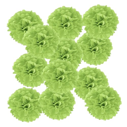 PATIKIL 14-Zoll-Papier-Pompons, 12 Stück Pompons Papierblumenkugeln Tissue-Papierblumen für Hochzeit, Brautdusche, Geburtstagsfeier, Junggesellinnenabschied, Hellgrün von PATIKIL