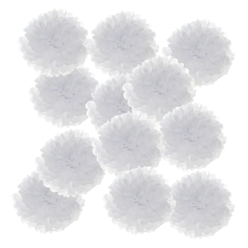 PATIKIL 14-Zoll-Papier-Pompons, 12 Stück Pompons Papierblumenkugeln Tissue-Papierblumen für Hochzeit, Brautdusche, Geburtstagsfeier, Junggesellinnenabschied, Weiß von PATIKIL