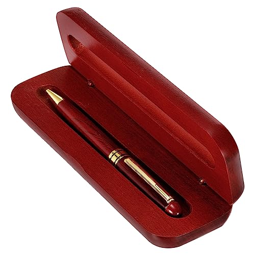 PATIKIL 142mm Schwarz Tinte Kugelschreiber Business Metall Stift 0.5mm mit Holz Geschenk Box Professioneller Luxus für Notizen Rot von PATIKIL
