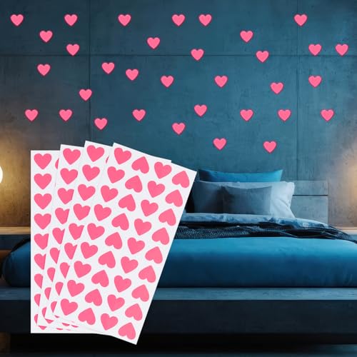PATIKIL 144 Stück Leuchten im Dunkeln Herz Aufkleber, Selbstklebende Leuchtherz-Aufkleber Leuchten im Dunkeln Wandtattoos Leuchtende für Zimmerdecke Dekoration Party Geburtstag, Pink von PATIKIL