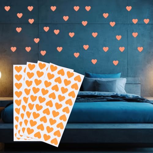 PATIKIL 144 Stück Leuchten im Dunkeln Herz Aufkleber, Selbstklebende Leuchtherz-Aufkleber Leuchten im Dunkeln Wandtattoos für Zimmerdecke Dekoration Party Geburtstag, Orange von PATIKIL