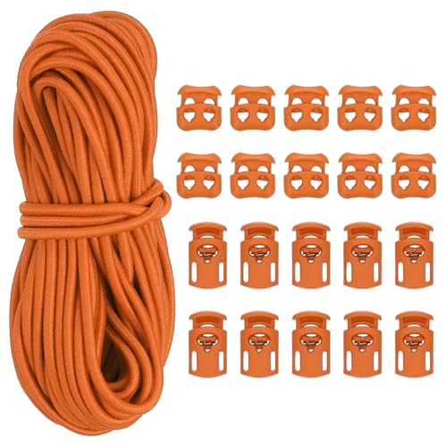 PATIKIL 15 Meter Gummiband mit 10 Stück Kordelstopper Einzelloch & 10 Stück Kordelklemme 2 Loch, Elastische Gummischnur 3mm Elastische Gummiseil für Kordelzug Rucksack, Orange PATIKIL 15 Meter Gummiband mit 10 Stück Kordelstopper Einzelloch & 10 Stück Kordelklemme 2 Loch, Elastische Gummischnur 3mm Elastische Gummiseil für Kordelzug Rucksack, Orange von PATIKIL