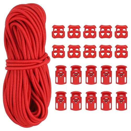 PATIKIL 15 Meter Gummiband mit 10 Stück Kordelstopper Einzelloch & 10 Stück Kordelklemme 2 Loch, Elastische Gummischnur 3mm Elastische Gummiseil für Kordelzug Rucksack, Rot PATIKIL 15 Meter Gummiband mit 10 Stück Kordelstopper Einzelloch & 10 Stück Kordelklemme 2 Loch, Elastische Gummischnur 3mm Elastische Gummiseil für Kordelzug Rucksack, Rot von PATIKIL