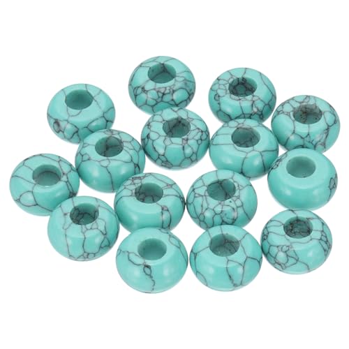 PATIKIL 15 Stück Natursteinperlen, Großloch-Rondelle-Perlen, lose europäische Kristallperlen-Packung für Schmuckarmband DIY Handwerk, 14 x 8 MM, Türkis von PATIKIL