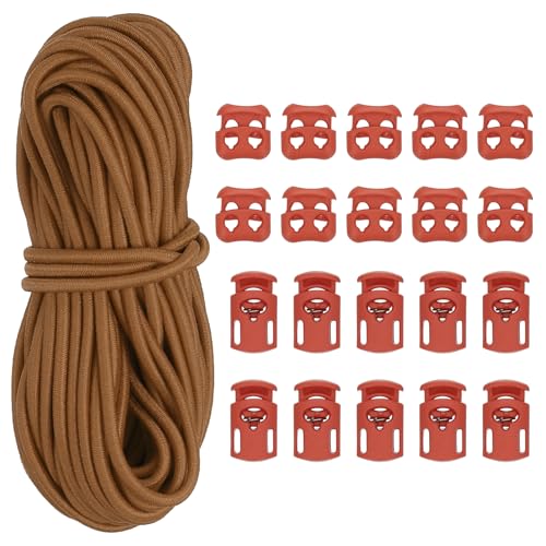 PATIKIL 16 Yard Elastisches Bungee-Seil & Einzelner Loch-Kordelverschluss & Doppelloch-Feder-Knebelstopper für Paracord-Zugband-Schnürsenkel-Kleidung-Rucksack-Taschen, Hellkaffee 31er Pack PATIKIL 16 Yard Elastisches Bungee-Seil & Einzelner Loch-Kordelverschluss & Doppelloch-Feder-Knebelstopper für Paracord-Zugband-Schnürsenkel-Kleidung-Rucksack-Taschen, Hellkaffee 31er Pack von PATIKIL