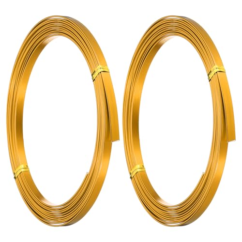 PATIKIL 18 Gauge 5mm Aluminium Flachdraht, 10 Ft Biegsamer Flachdraht für Gesichtsmasken aus Harzrahmen Drahtwickelhandwerk, Gold von PATIKIL
