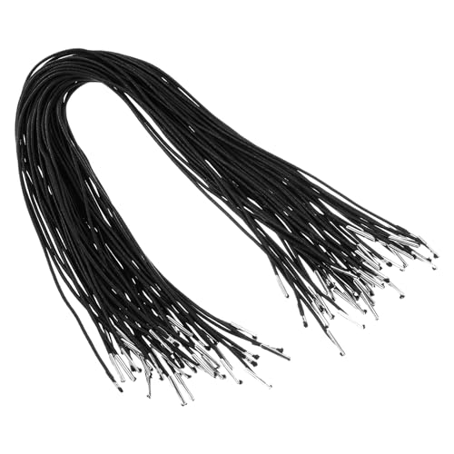 PATIKIL 18 Zoll elastisches Stacheldrahtseil, 50 Stück 1,6 mm Schlaufen-Stretch-Rundseil mit Metallstachelbefestigungen für Hüte Masken Menüs Basteln Buch, Schwarz (45cm) von PATIKIL