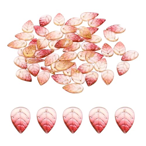 PATIKIL 18 x 11mm Blatt Glas Perlen 50Stk Blatt Form Glas Abstandshalter Perlen Anhänger für Basteln Armband Halsketten Ohrringe Schmuck Herstellen Rot PATIKIL 18 x 11mm Blatt Glas Perlen 50Stk Blatt Form Glas Abstandshalter Perlen Anhänger für Basteln Armband Halsketten Ohrringe Schmuck Herstellen Rot von PATIKIL