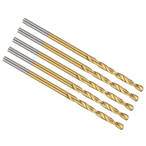 PATIKIL 1mm Bohrer, M42 8% Hochgeschwindigkeitsstahl Jobber Gerader Schaft 135° Titan-Nitrid (TiN) Beschichtet für Hartmetall-Edelstahl - 5er Pack von PATIKIL