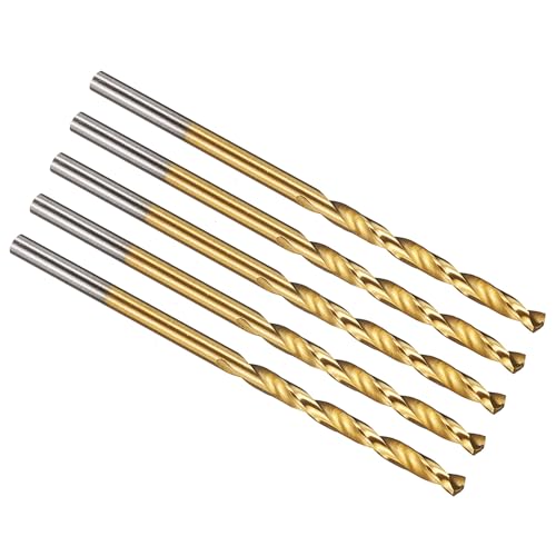 PATIKIL 2,1 mm Bohrer, M42 8% Hochgeschwindigkeitsstahl Jobber Gerader Schaft 135° Titan-Nitrid (TiN) beschichtet für Hartmetall-Edelstahl - 5er Pack von PATIKIL