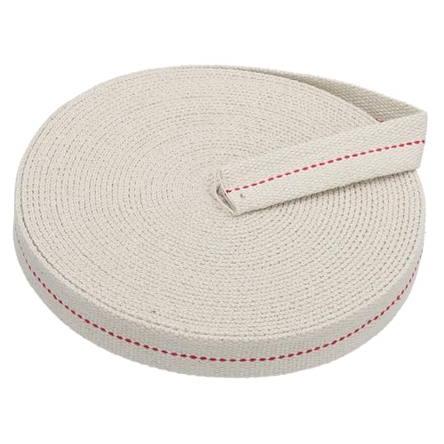 PATIKIL 2,2 cm breit, 100 % Baumwolle, flacher Docht, Öllampendochte für Kerosinlampe, Laterne, Ölbrenner (weiß + mittlere rote Linie) von PATIKIL