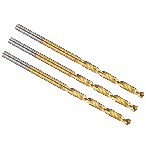 PATIKIL 2,3 mm Bohrer, M42 8% Hochgeschwindigkeitsstahl Jobber Gerader Schaft 135° Titan-Nitrid (TiN) beschichtet für Hartmetall-Edelstahl - 3er Pack von PATIKIL