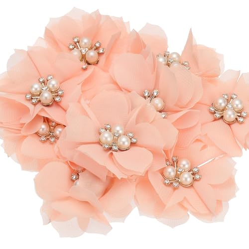 PATIKIL 2,36 Zoll Strass Perlen Chiffon Blume, 10 Stück Nähen Stoff Applikationen für DIY Handwerk Kleidung Stirnbänder Hochzeit Party Dekoration, Pfirsichrosa PATIKIL 2,36 Zoll Strass Perlen Chiffon Blume, 10 Stück Nähen Stoff Applikationen für DIY Handwerk Kleidung Stirnbänder Hochzeit Party Dekoration, Pfirsichrosa von PATIKIL