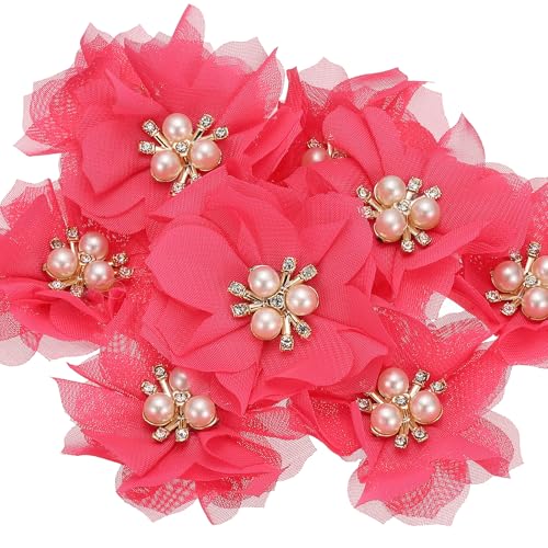 PATIKIL 2,36 Zoll Strass Perlen Chiffon Blume, 10 Stück Nähen Stoff Applikationen für DIY Handwerk Kleidung Stirnbänder Hochzeit Party Dekoration, Rosarot PATIKIL 2,36 Zoll Strass Perlen Chiffon Blume, 10 Stück Nähen Stoff Applikationen für DIY Handwerk Kleidung Stirnbänder Hochzeit Party Dekoration, Rosarot von PATIKIL