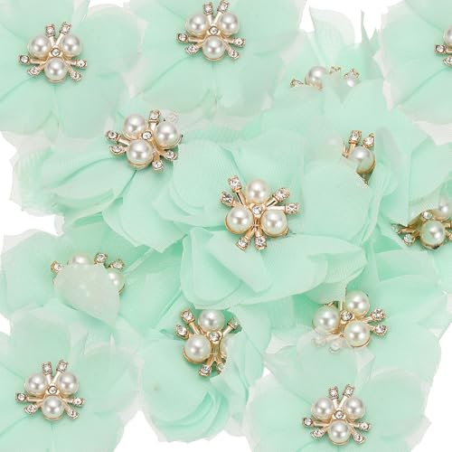 PATIKIL 2,36 Zoll Strass Perlen Chiffon Blume, 15 Stück Nähen Stoff Applikationen für DIY Handwerk Kleidung Stirnbänder Hochzeit Party Dekoration, Hellgrün PATIKIL 2,36 Zoll Strass Perlen Chiffon Blume, 15 Stück Nähen Stoff Applikationen für DIY Handwerk Kleidung Stirnbänder Hochzeit Party Dekoration, Hellgrün von PATIKIL