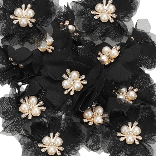 PATIKIL 2,36 Zoll Strass Perlen Chiffon Blume, 15 Stück Nähen Stoff Applikationen für DIY Handwerk Kleidung Stirnbänder Hochzeit Party Dekoration, Schwarz PATIKIL 2,36 Zoll Strass Perlen Chiffon Blume, 15 Stück Nähen Stoff Applikationen für DIY Handwerk Kleidung Stirnbänder Hochzeit Party Dekoration, Schwarz von PATIKIL