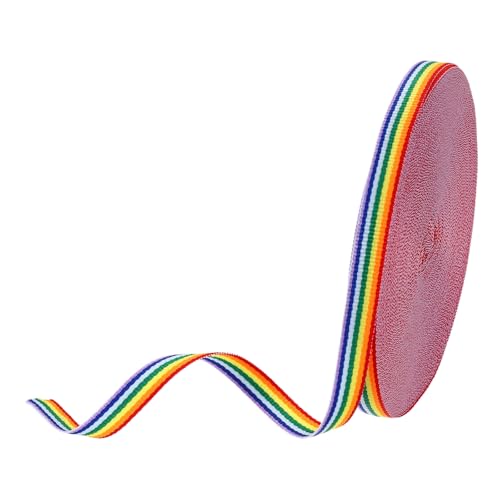 PATIKIL 2/5" Regenbogen-Grosgrain-Band, 25 Yard Polyester-Stoffstreifen-Bastelband Doppelseitiges Design für Schleifen-Geschenkverpackung DIY-Herstellung Weihnachtsdekorationen von PATIKIL