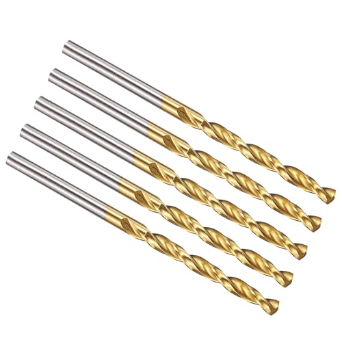 PATIKIL 2,8 mm Bohrer, M42 8% Hochgeschwindigkeitsstahl Jobber Gerader Schaft 135° Titan-Nitrid (TiN) beschichtet für Hartmetall-Edelstahl - 5er Pack von PATIKIL