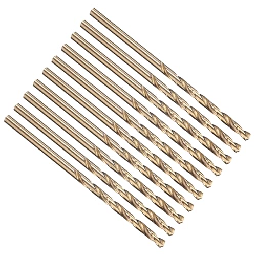 PATIKIL 2,9 mm Bohrer, Jobber gerade Schaft M35 5% High-Speed-Stahl 135° Gold-Finish für Edelstahl-Hartmetall - 10er Pack von PATIKIL