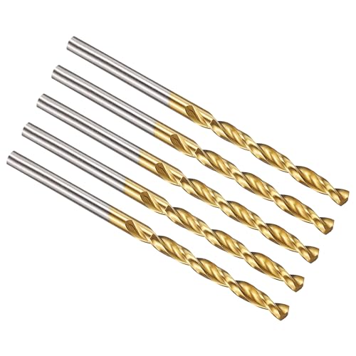PATIKIL 2,9 mm Bohrer, M42 8% Hochgeschwindigkeitsstahl Jobber Gerader Schaft 135° Titan-Nitrid (TiN) beschichtet für Hartmetall-Edelstahl - 5er Pack von PATIKIL