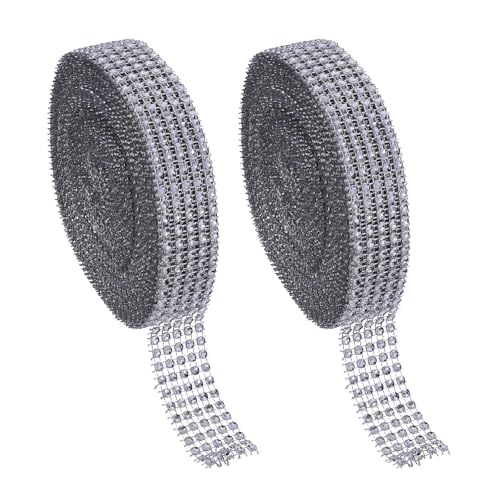PATIKIL 2 Rollen 1"x20 Yards Kristall Strass Mesh Band, 4mm Diamant Band Bling Wrap Strass Streifen für Basteln Hochzeit Party DIY Dekoration Schmuckherstellung, Grau von PATIKIL