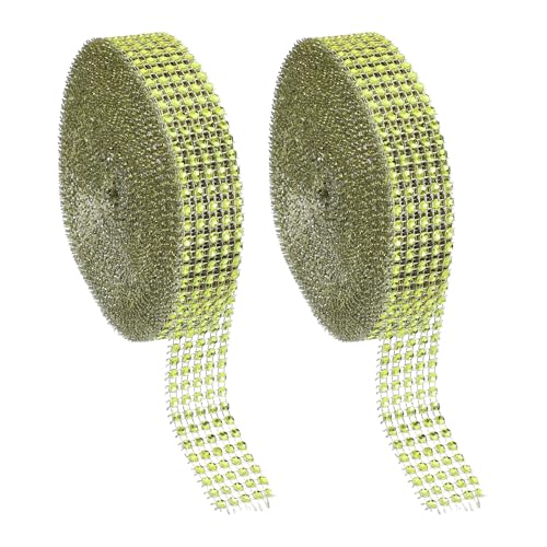 PATIKIL 2 Rollen 1"x20 Yards Kristall Strass Mesh Band, 4mm Diamant Band Bling Wrap Strass Streifen für Basteln Hochzeit Party DIY Dekoration Schmuckherstellung, Grün PATIKIL 2 Rollen 1"x20 Yards Kristall Strass Mesh Band, 4mm Diamant Band Bling Wrap Strass Streifen für Basteln Hochzeit Party DIY Dekoration Schmuckherstellung, Grün von PATIKIL