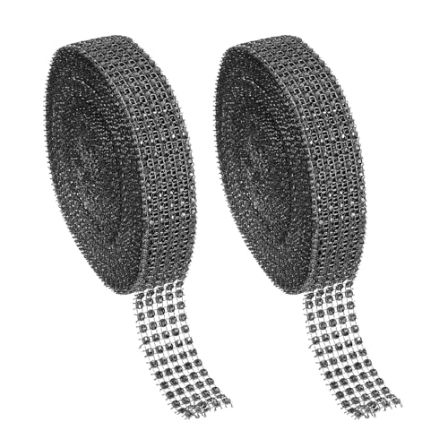 PATIKIL 2 Rollen 1"x20 Yards Kristall Strass Mesh Band, 4mm Diamant Band Bling Wrap Strass Streifen für Basteln Hochzeit Party DIY Dekoration Schmuckherstellung, Schwarz PATIKIL 2 Rollen 1"x20 Yards Kristall Strass Mesh Band, 4mm Diamant Band Bling Wrap Strass Streifen für Basteln Hochzeit Party DIY Dekoration Schmuckherstellung, Schwarz von PATIKIL