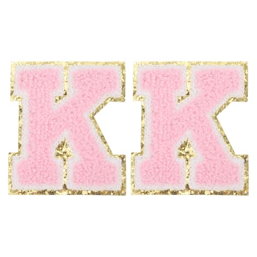 PATIKIL 2 Stück Chenille Bügelbuchstaben, Buchstaben Aufbügeln Chenille-Glitzerbuchstaben-Patch für DIY-Kleidung, Stoff, Schuhe, Taschen, Pink, Alphabet K PATIKIL 2 Stück Chenille Bügelbuchstaben, Buchstaben Aufbügeln Chenille-Glitzerbuchstaben-Patch für DIY-Kleidung, Stoff, Schuhe, Taschen, Pink, Alphabet K von PATIKIL